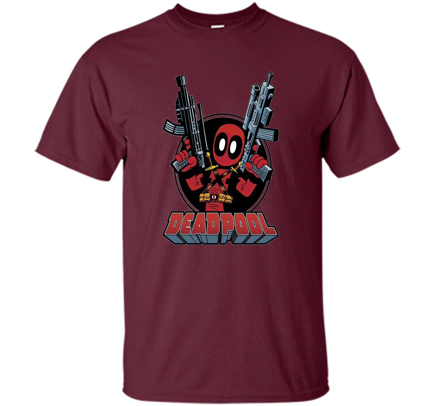 Deadpool Cartoon Guns Graphic T-Shirt