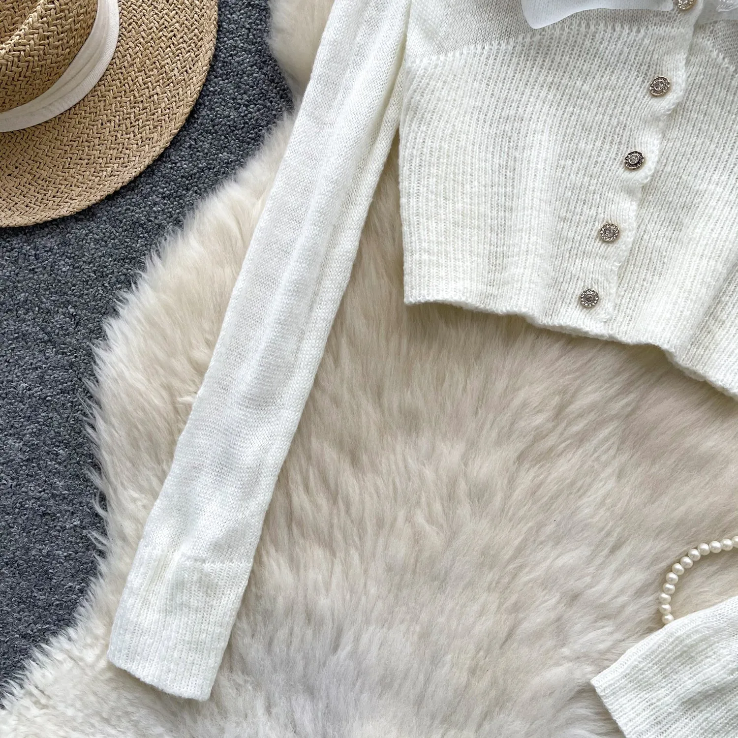 Elegant 3D Petal V-neck Cardigan