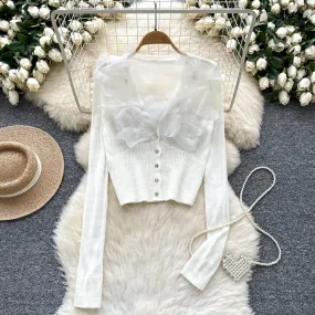Elegant 3D Petal V-neck Cardigan