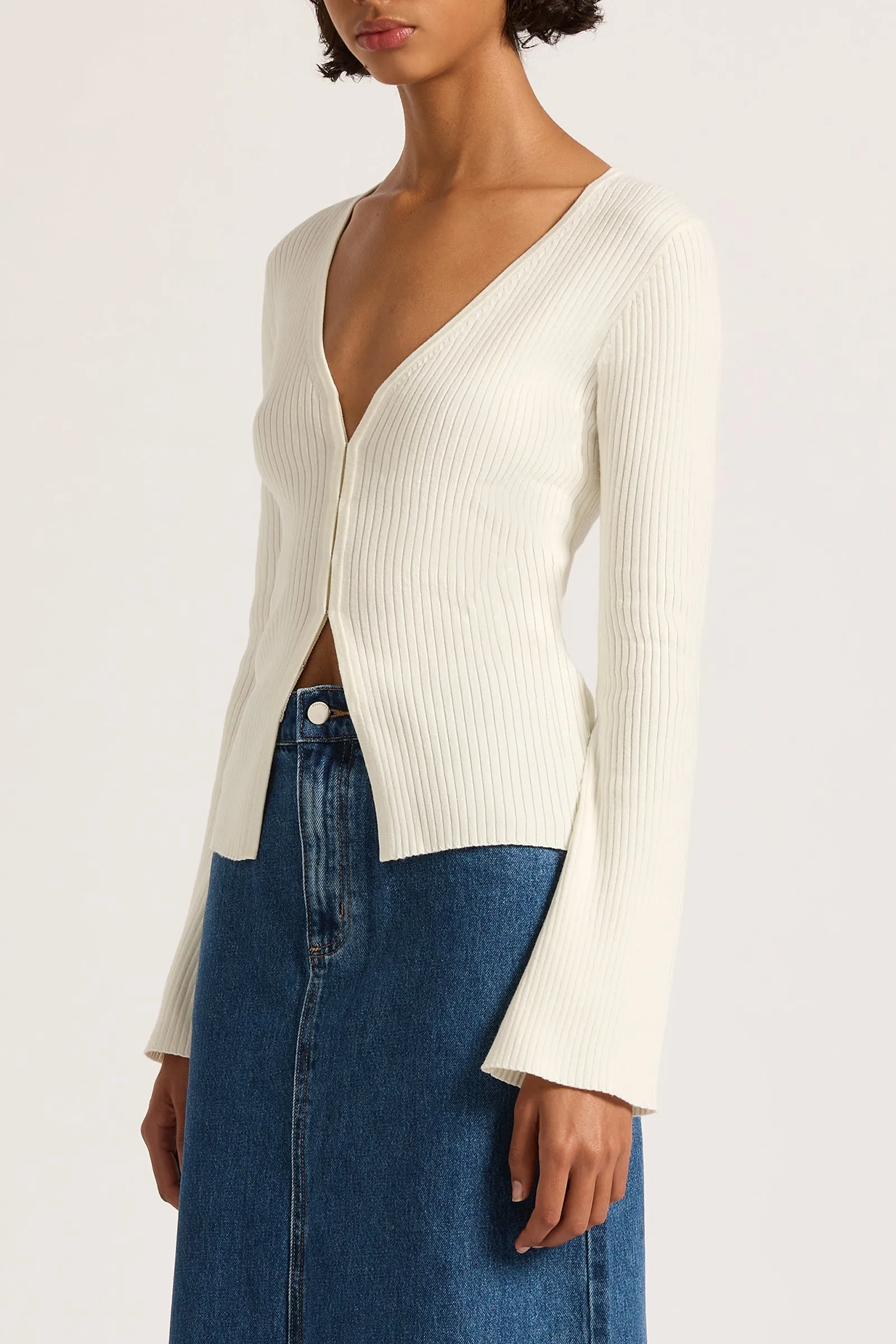 ETTIENE KNIT CARDIGAN - SALT