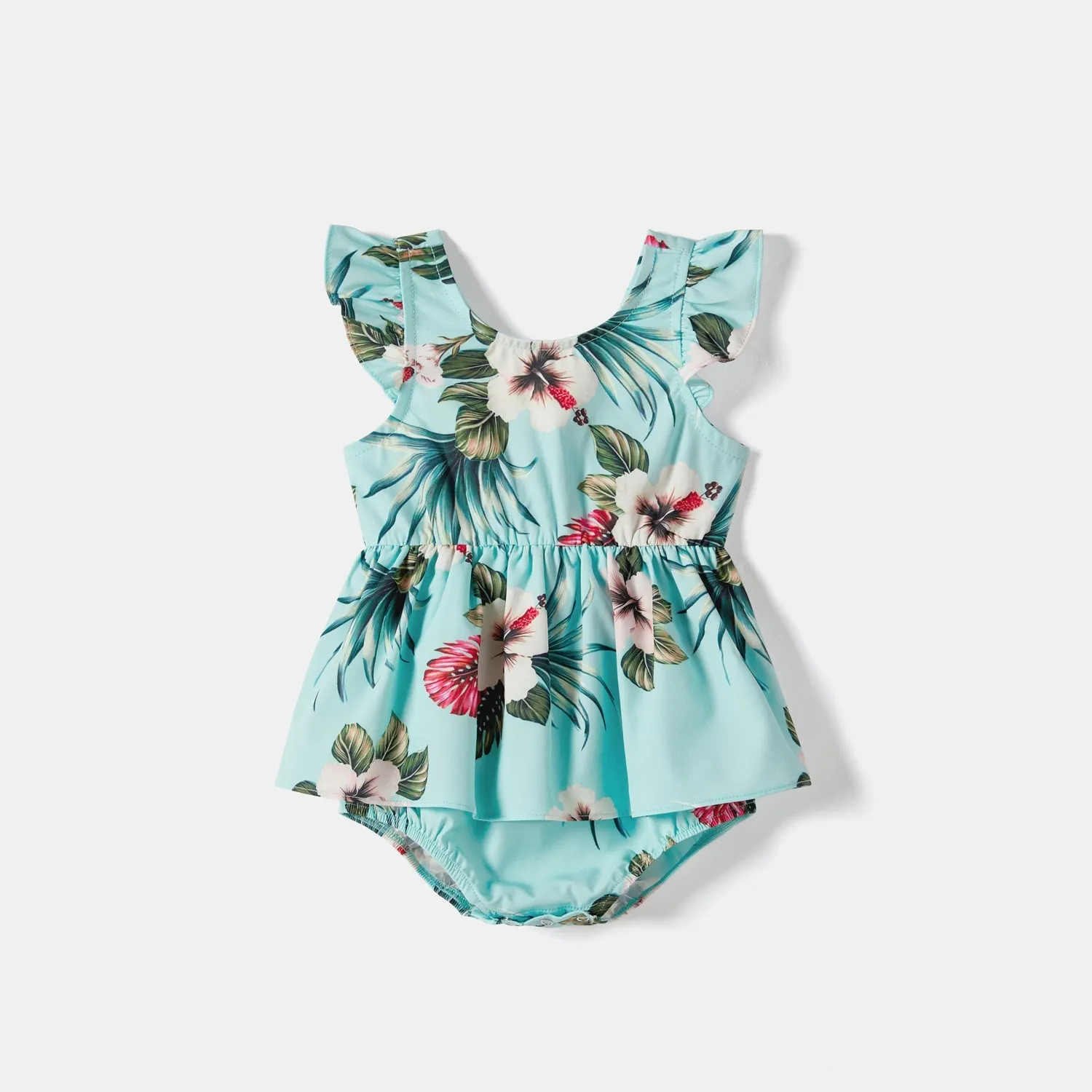 Family Matching Allover Floral Print Cami Dresses and Short-sleeve Shirts/Tops Sets