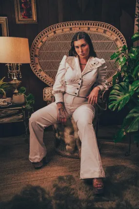 Farrah Cropped Jacket - Cream Corduroy