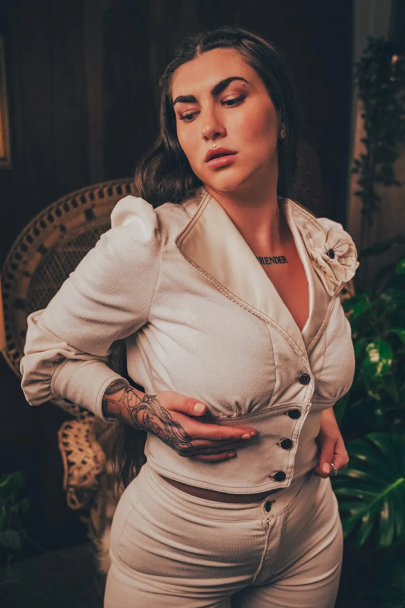 Farrah Cropped Jacket - Cream Corduroy