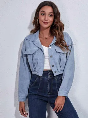 Fashion-forward Comfort Buttoned Cropped Jacket
