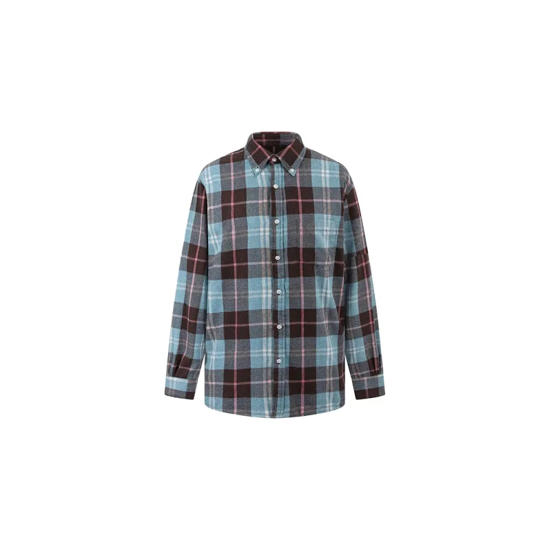 Felix Boyfriend Plaid Blue Green Long Sleeve Office Top