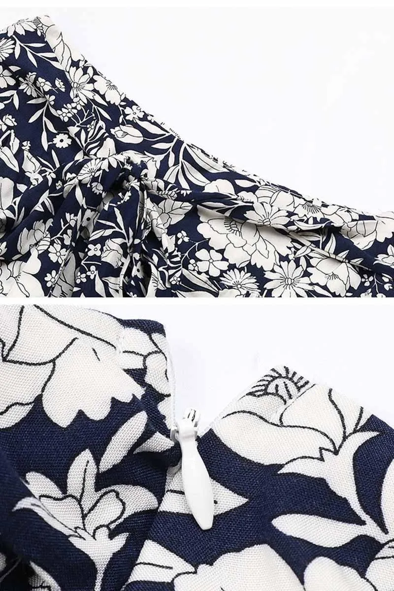 FLORAL TIED HIGH WAIST WIDE PANTS