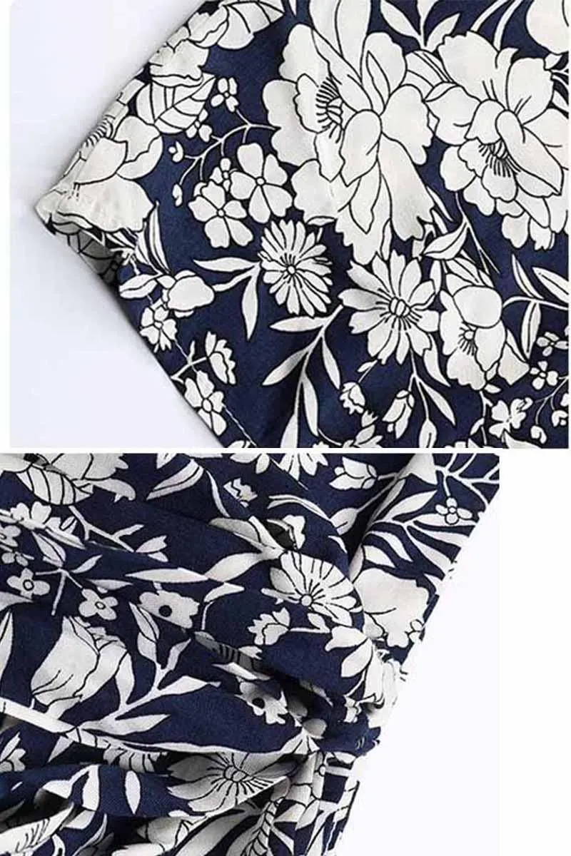 FLORAL TIED HIGH WAIST WIDE PANTS