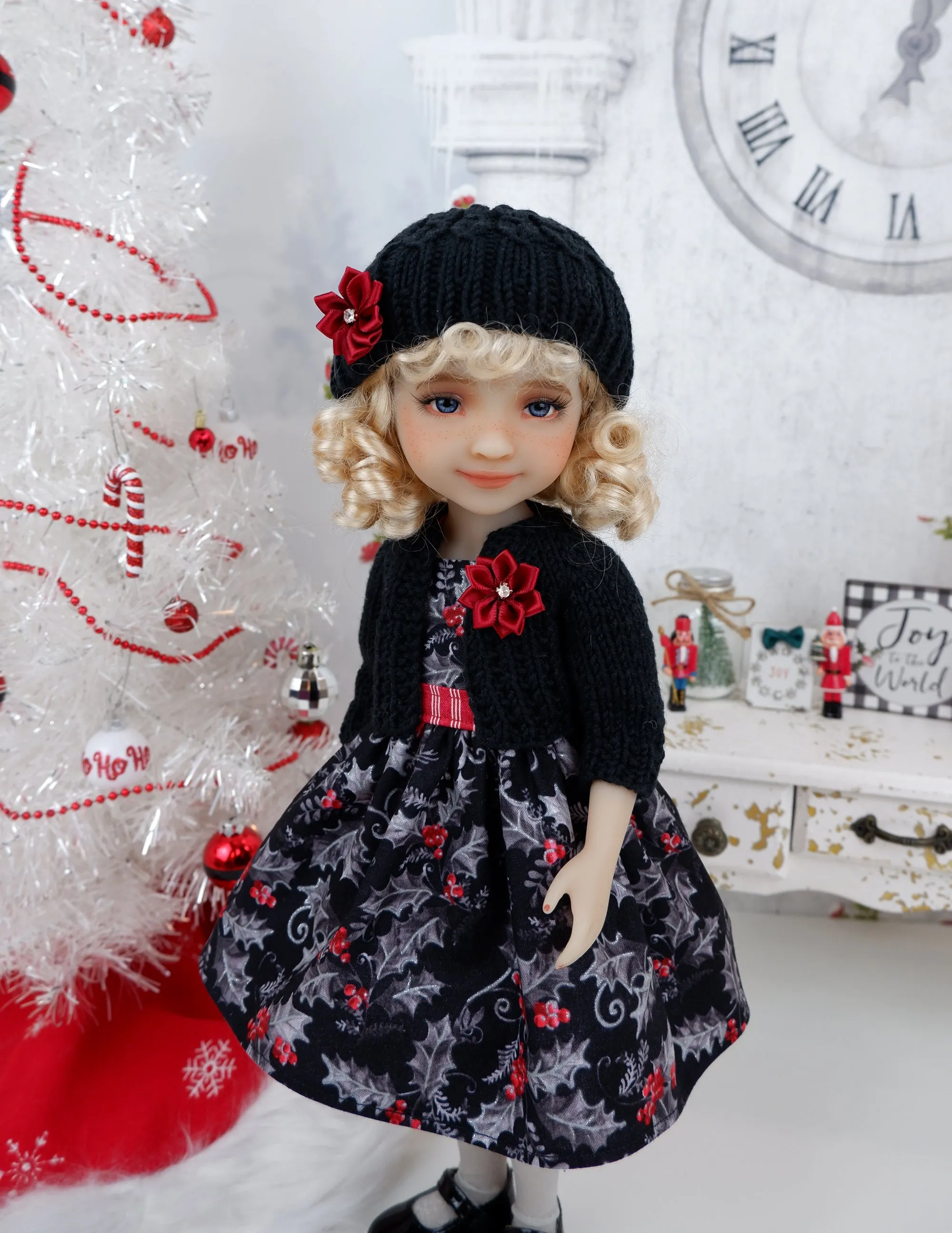 Frosted Holly - dress and sweater set with shoes for Ruby Red Fashion Friends doll