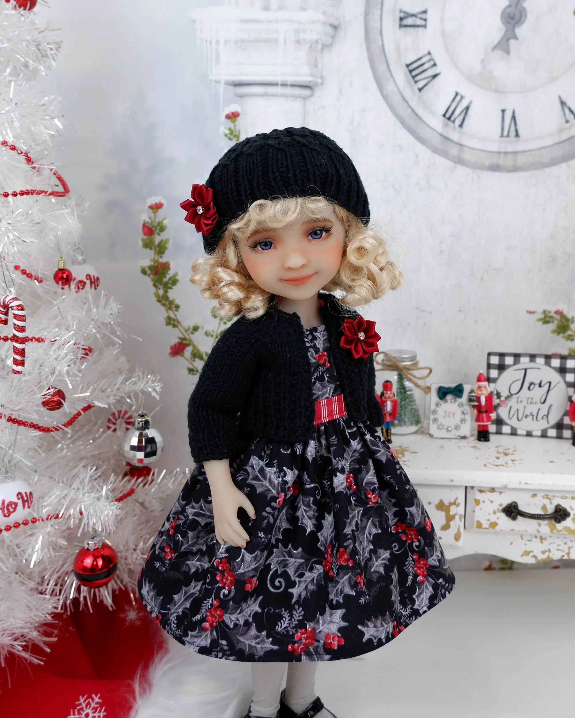 Frosted Holly - dress and sweater set with shoes for Ruby Red Fashion Friends doll
