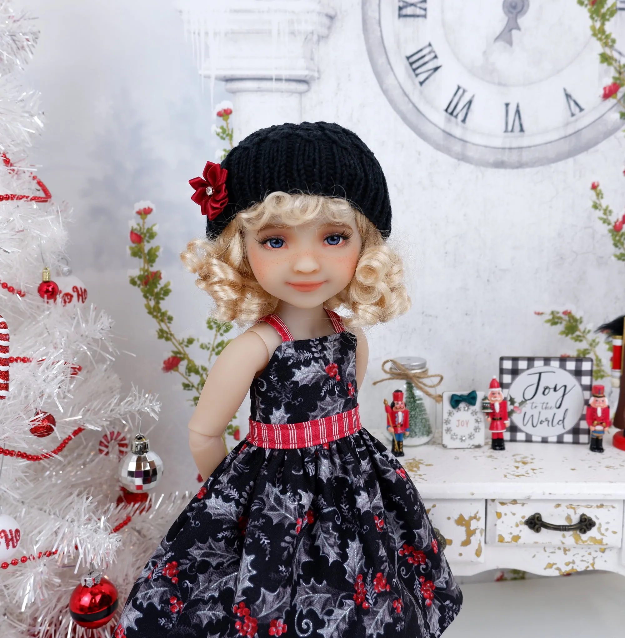 Frosted Holly - dress and sweater set with shoes for Ruby Red Fashion Friends doll