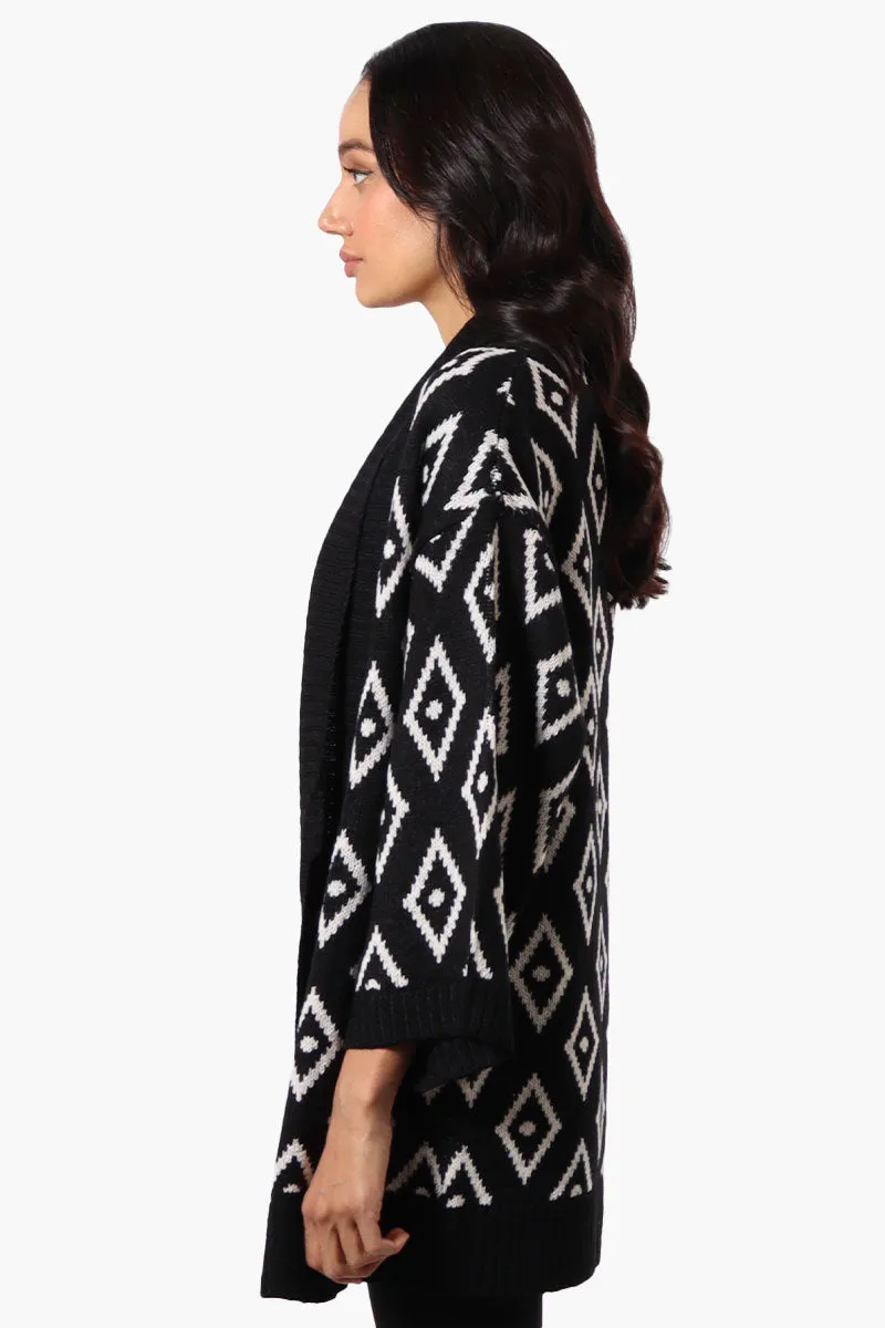 International INC Company Diamond Pattern Wrap Cardigan - Black