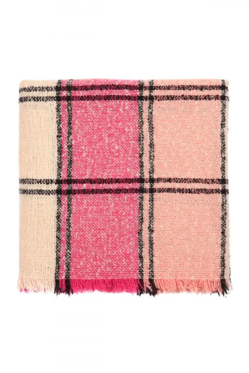Keeping It Cozy Plaid Blanket Scarf (Pink)