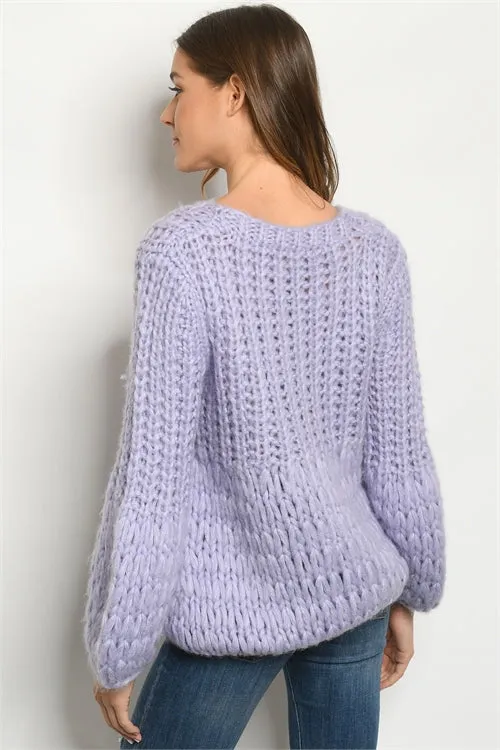 Lilac Purple Chunky Knit Sweater