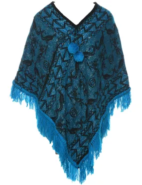Lurex Thread Pattern Poncho - M