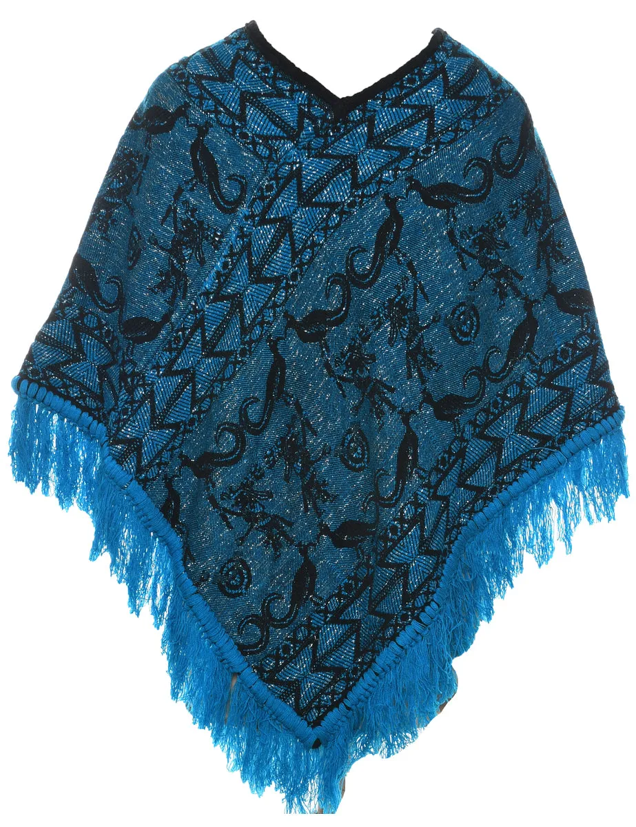 Lurex Thread Pattern Poncho - M