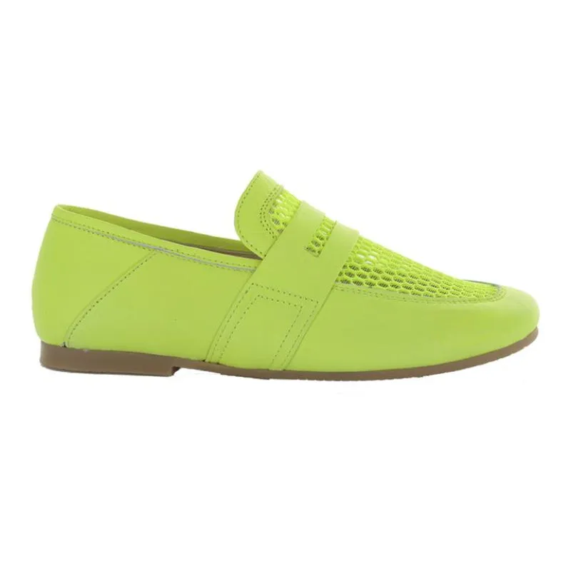Manuela De Juan Manon Neon Yellow Slip On Penny Loafer S2976