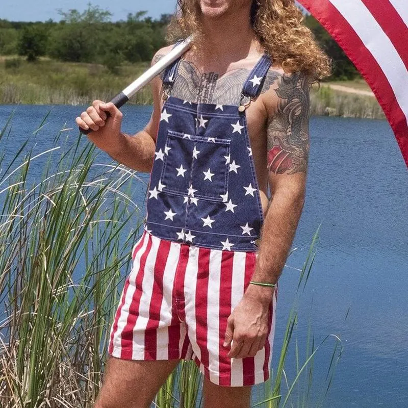 Men's Casual Flag Cargo Overalls 19513131Y