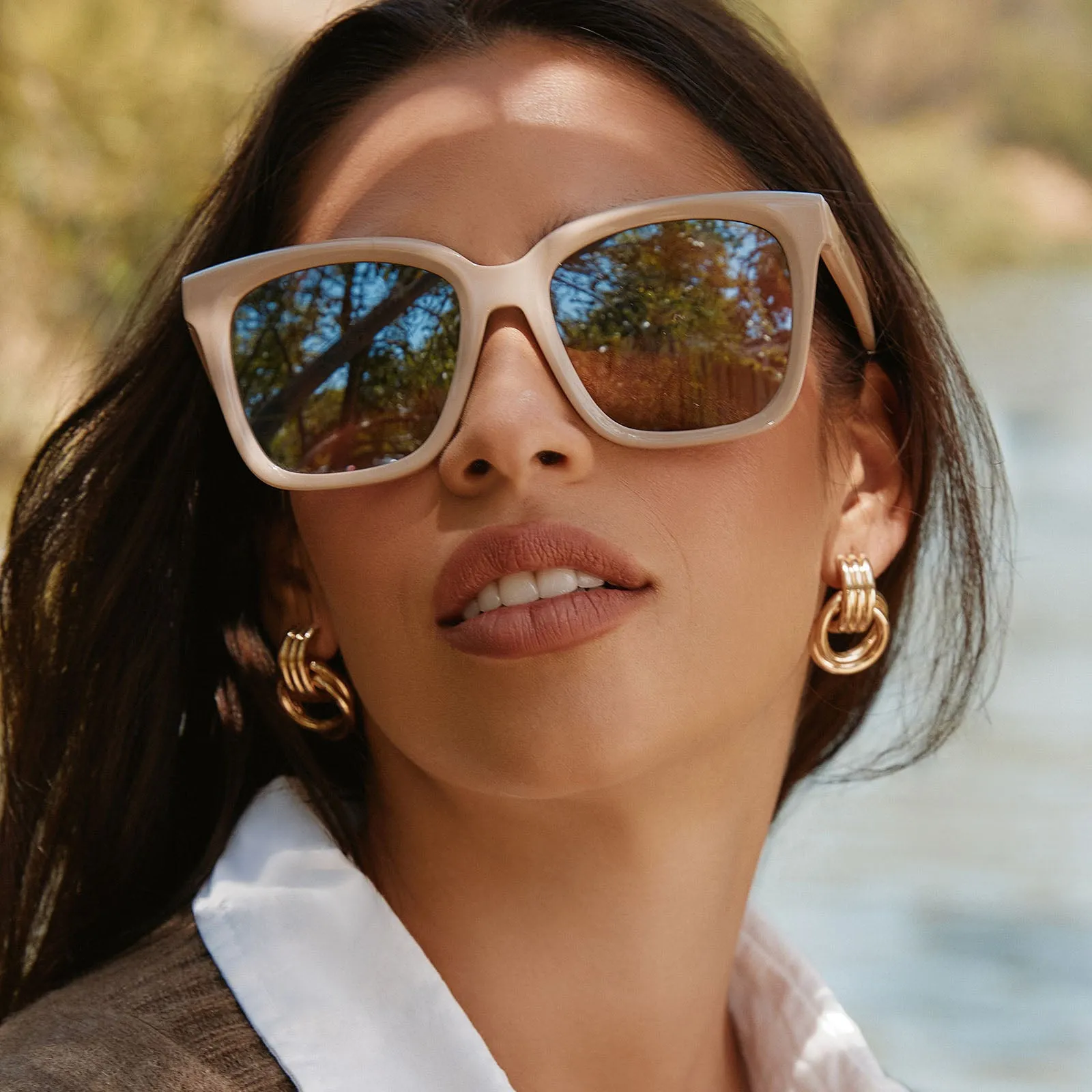 MEREDITH - ALMOND   SILVER FLASH   POLARIZED SUNGLASSES