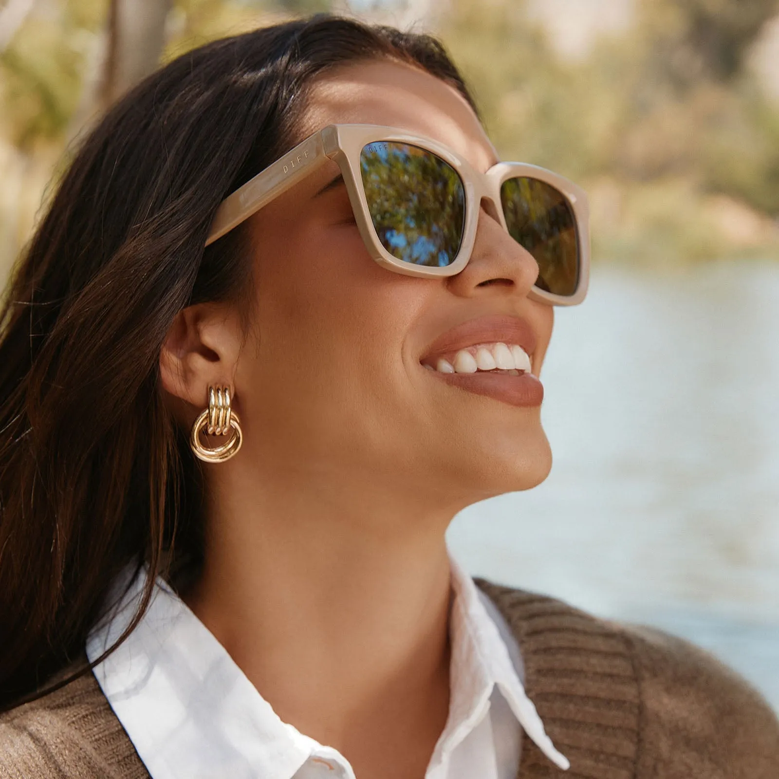 MEREDITH - ALMOND   SILVER FLASH   POLARIZED SUNGLASSES