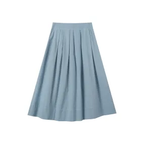 midi soft pleated skirt - light blue