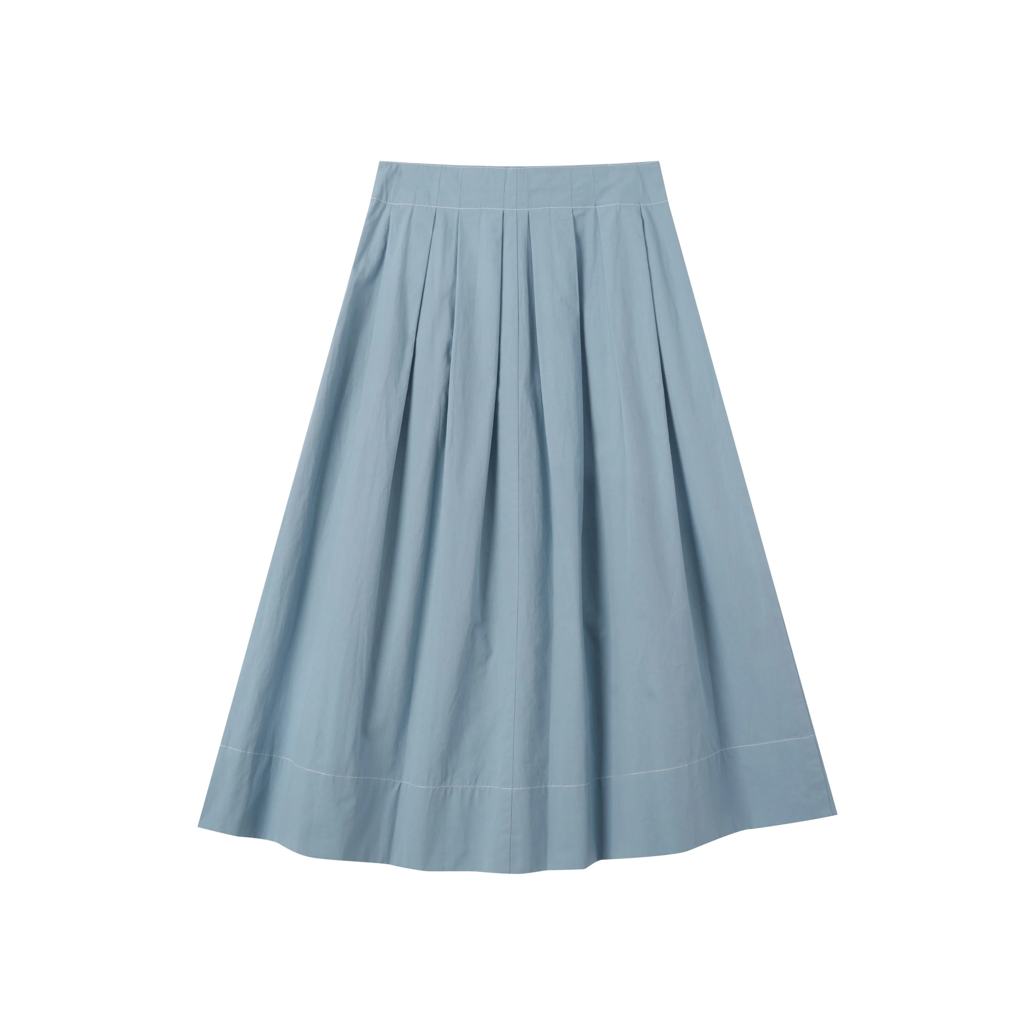 midi soft pleated skirt - light blue
