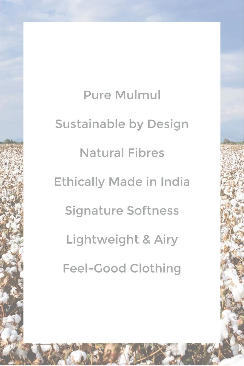 Mulmul Cotton Lakeshore Turq Kurta With Slim White Salwar