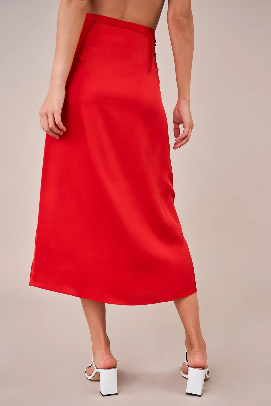 Normani Satin Midi Skirt