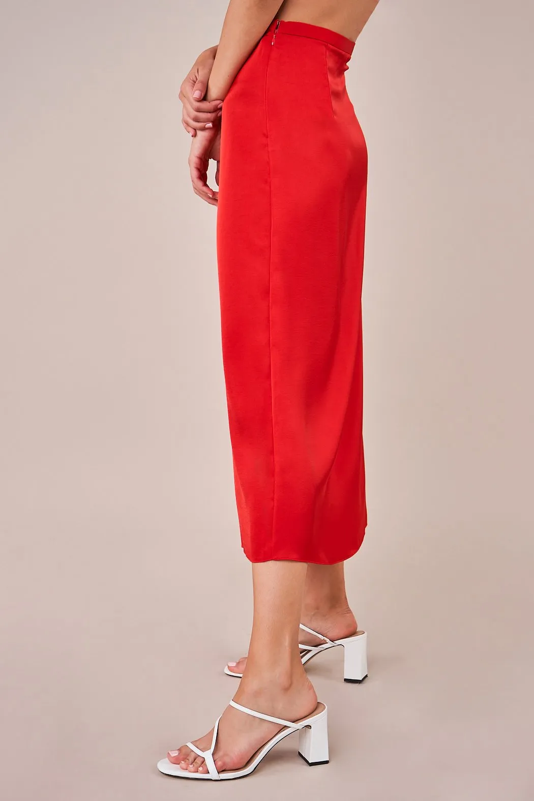 Normani Satin Midi Skirt