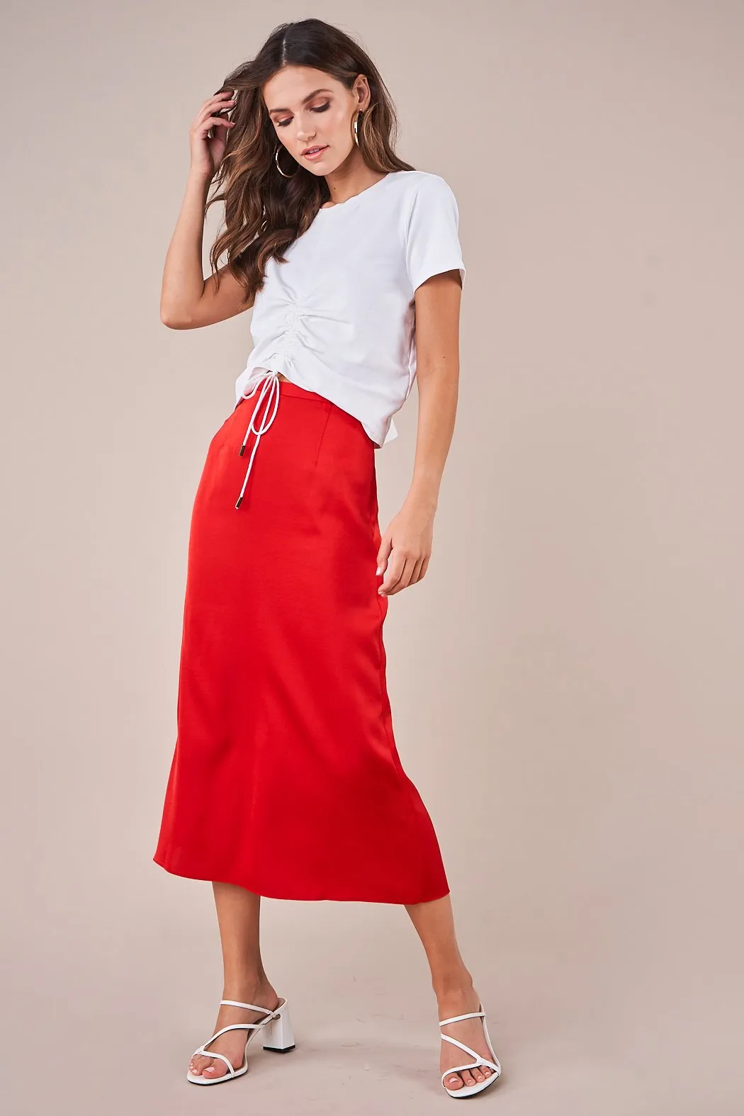 Normani Satin Midi Skirt