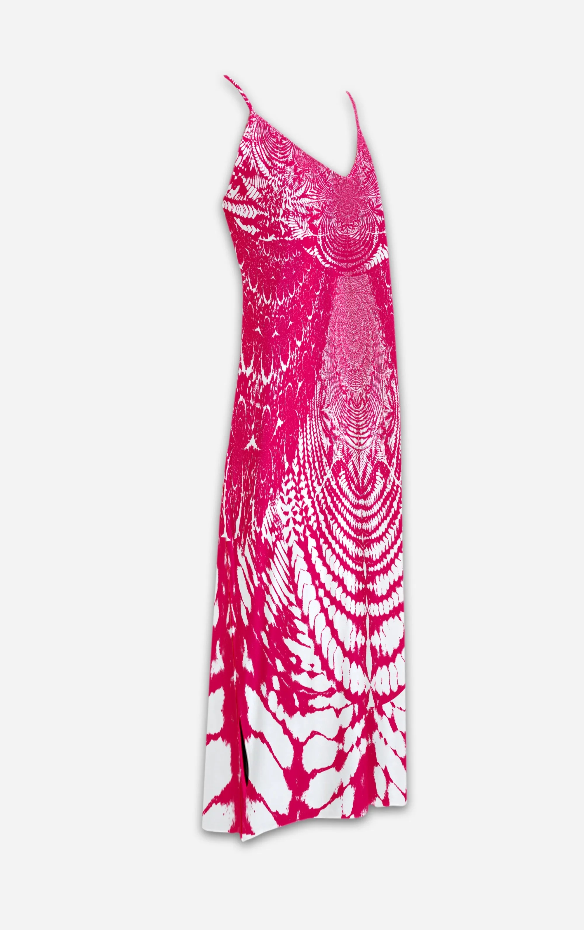 Not Ya Mamas Tie Dye- French Gothic V Neck Slip Dress in Bold Magenta | Le Leanian™