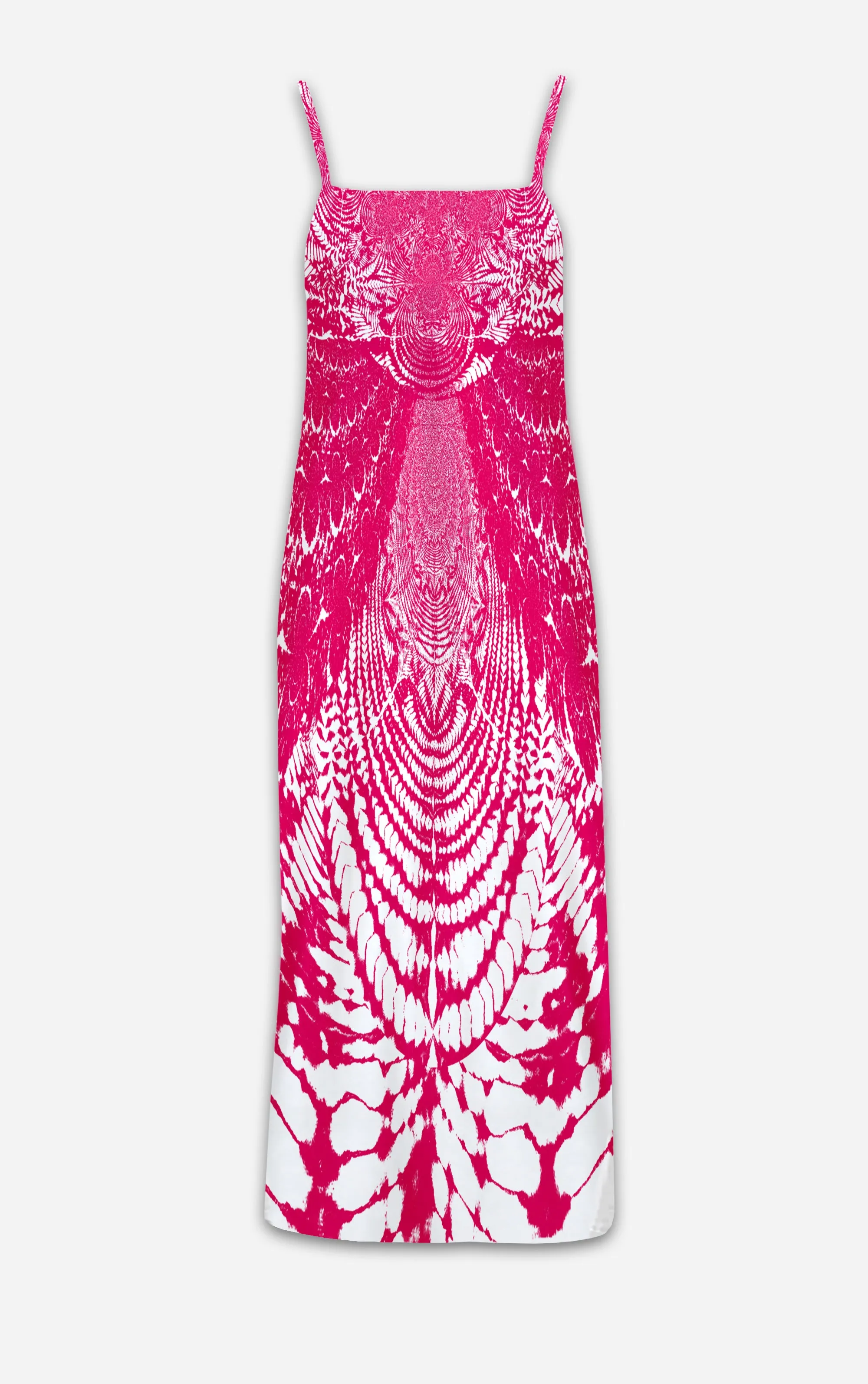 Not Ya Mamas Tie Dye- French Gothic V Neck Slip Dress in Bold Magenta | Le Leanian™