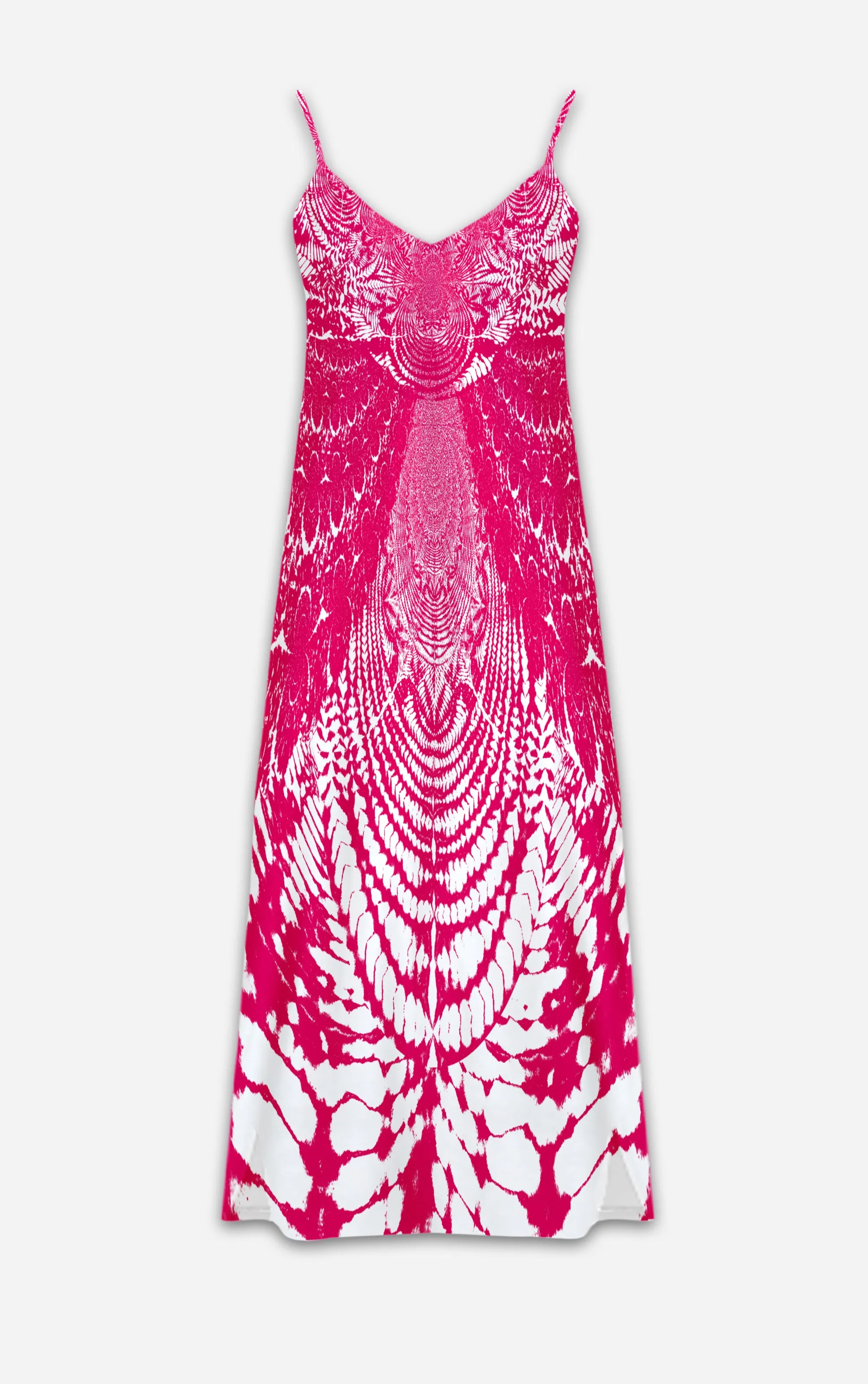 Not Ya Mamas Tie Dye- French Gothic V Neck Slip Dress in Bold Magenta | Le Leanian™