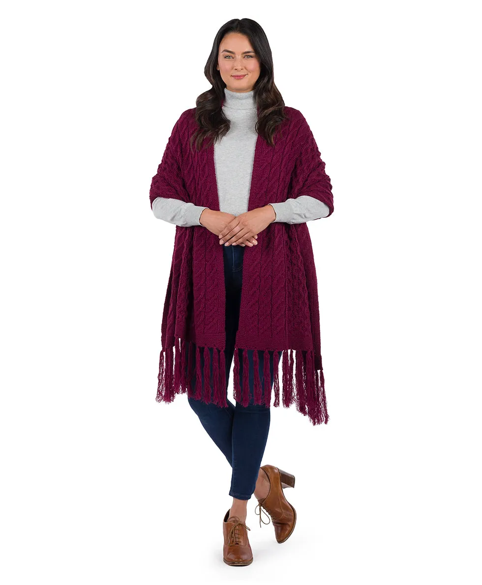 Oversize Cable Knit Scarf - Fringed
