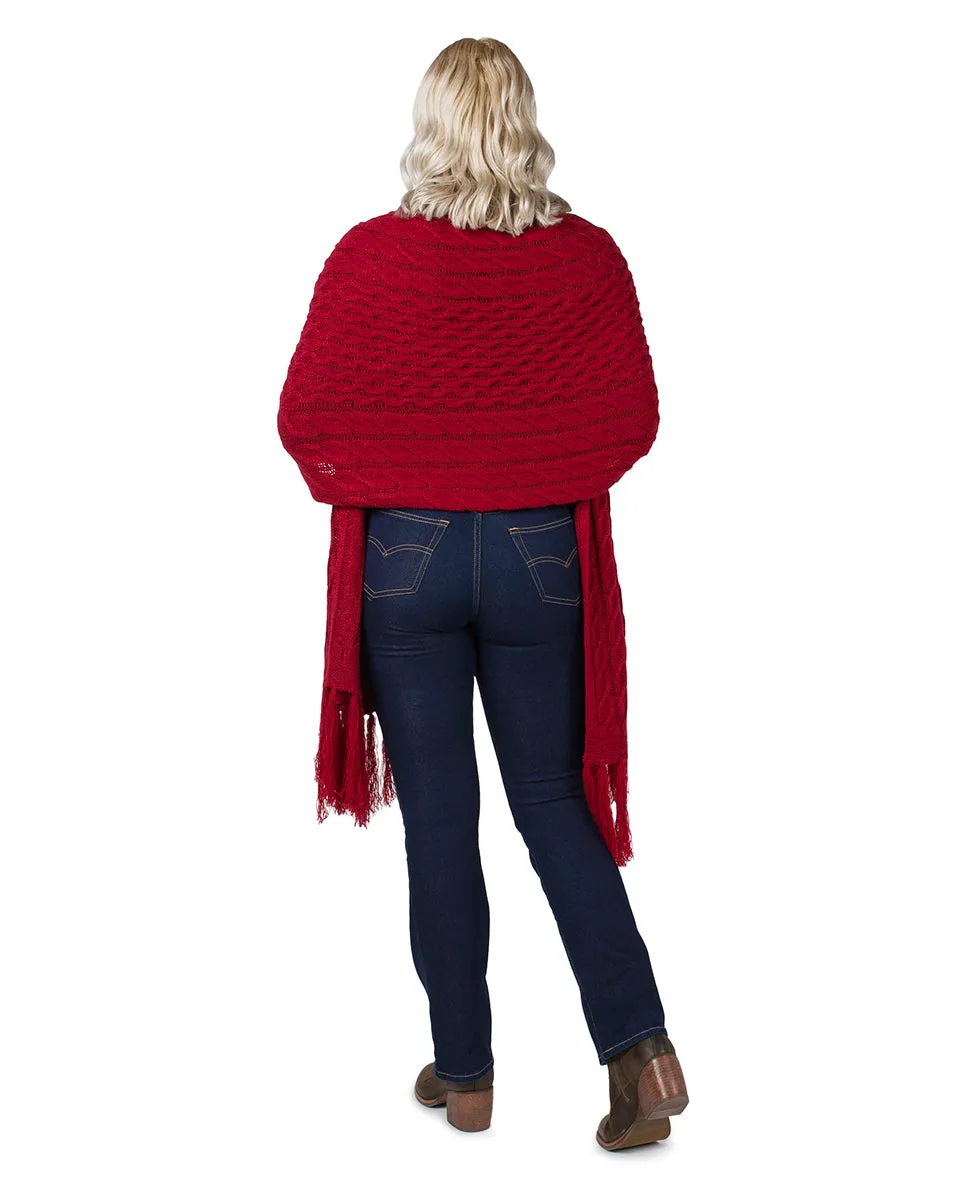 Oversize Cable Knit Scarf - Fringed
