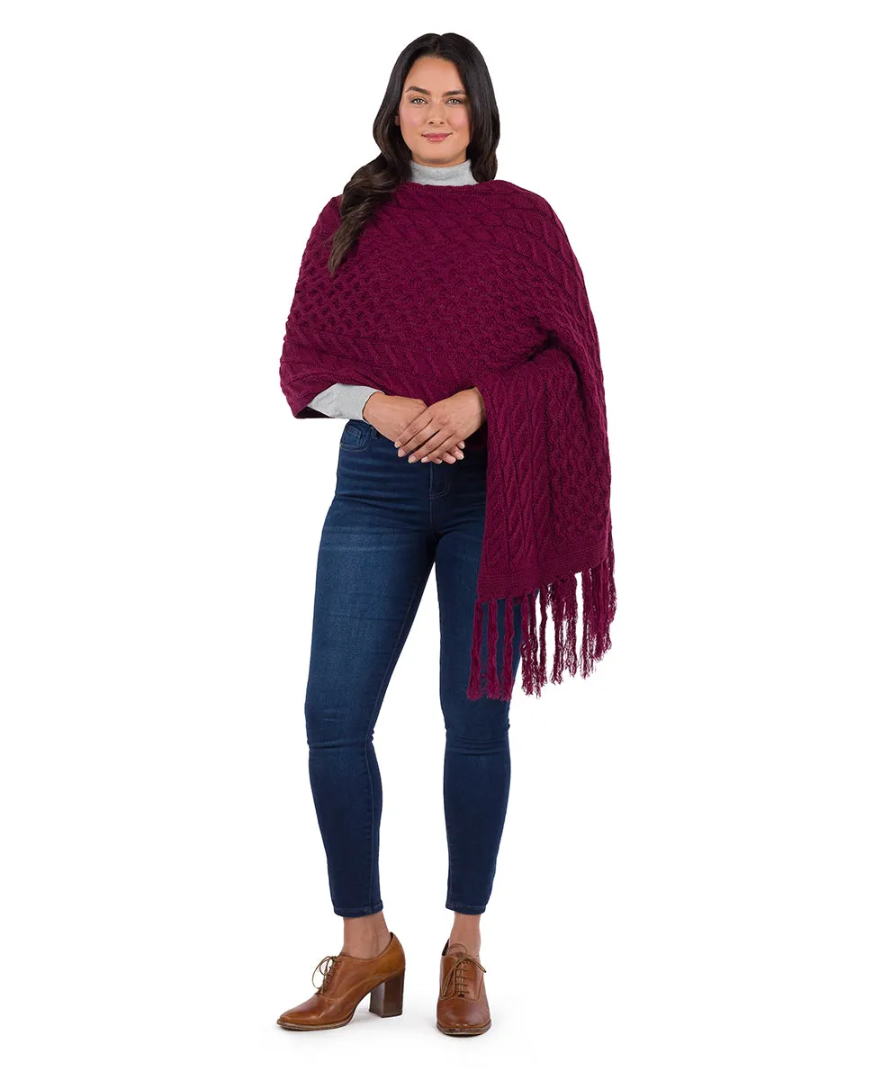 Oversize Cable Knit Scarf - Fringed