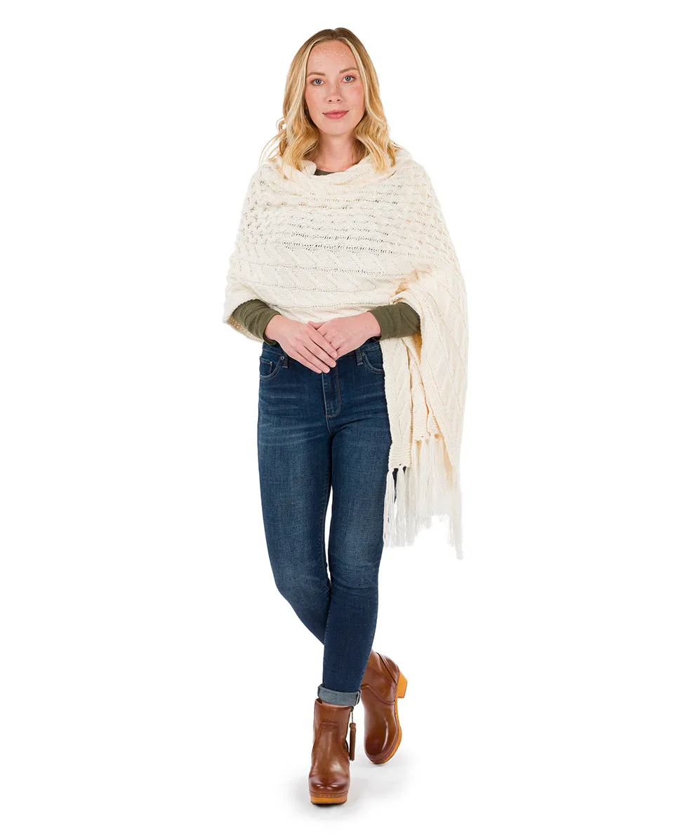 Oversize Cable Knit Scarf - Fringed