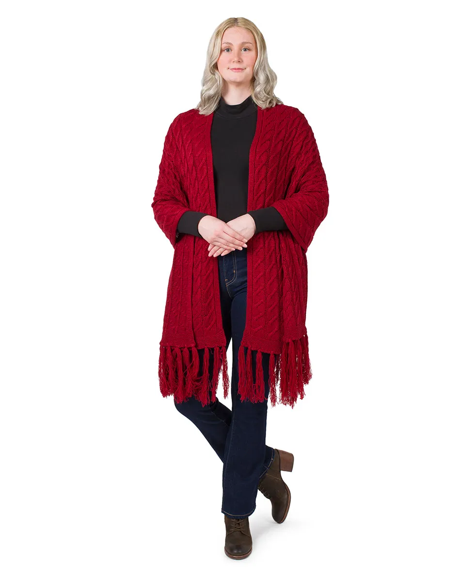 Oversize Cable Knit Scarf - Fringed