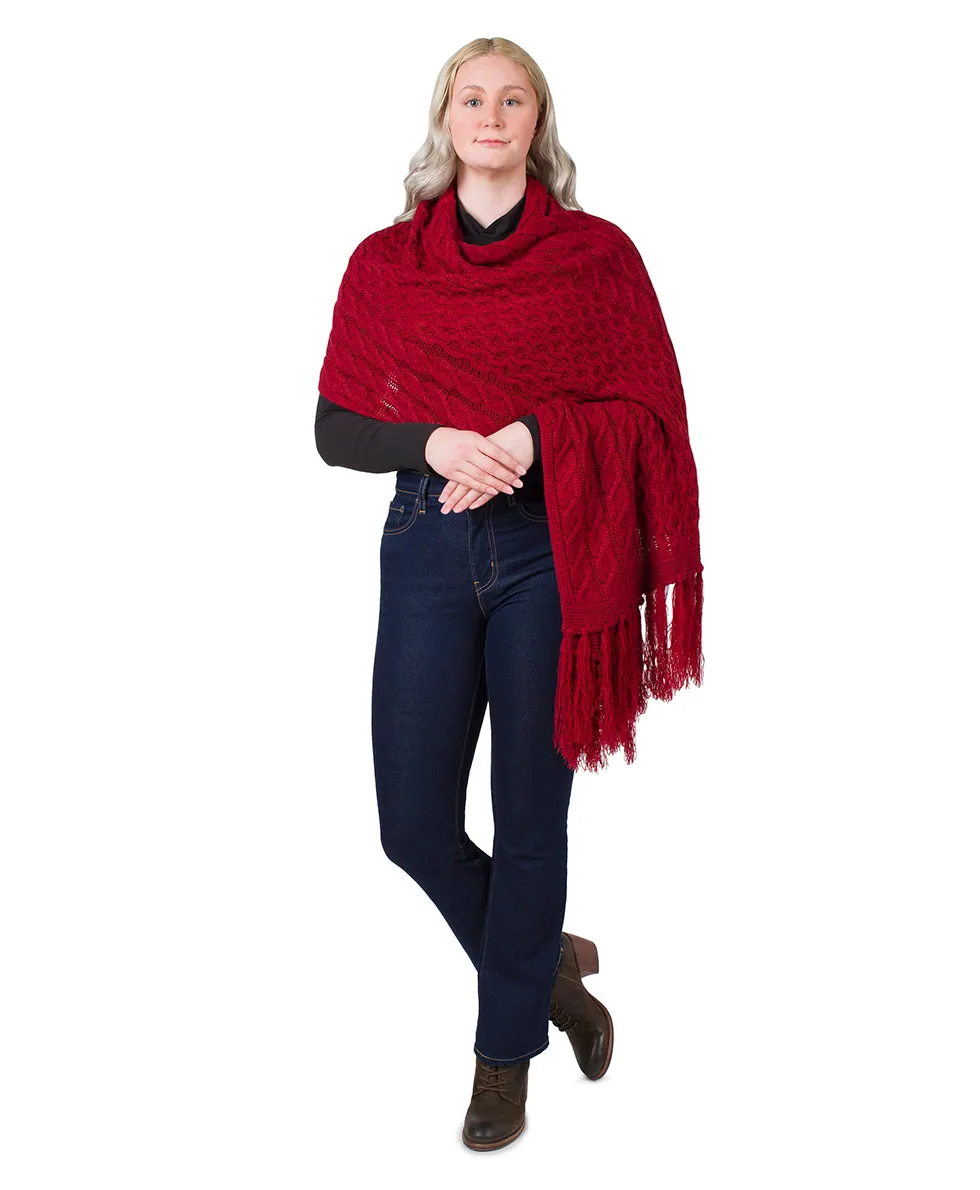 Oversize Cable Knit Scarf - Fringed