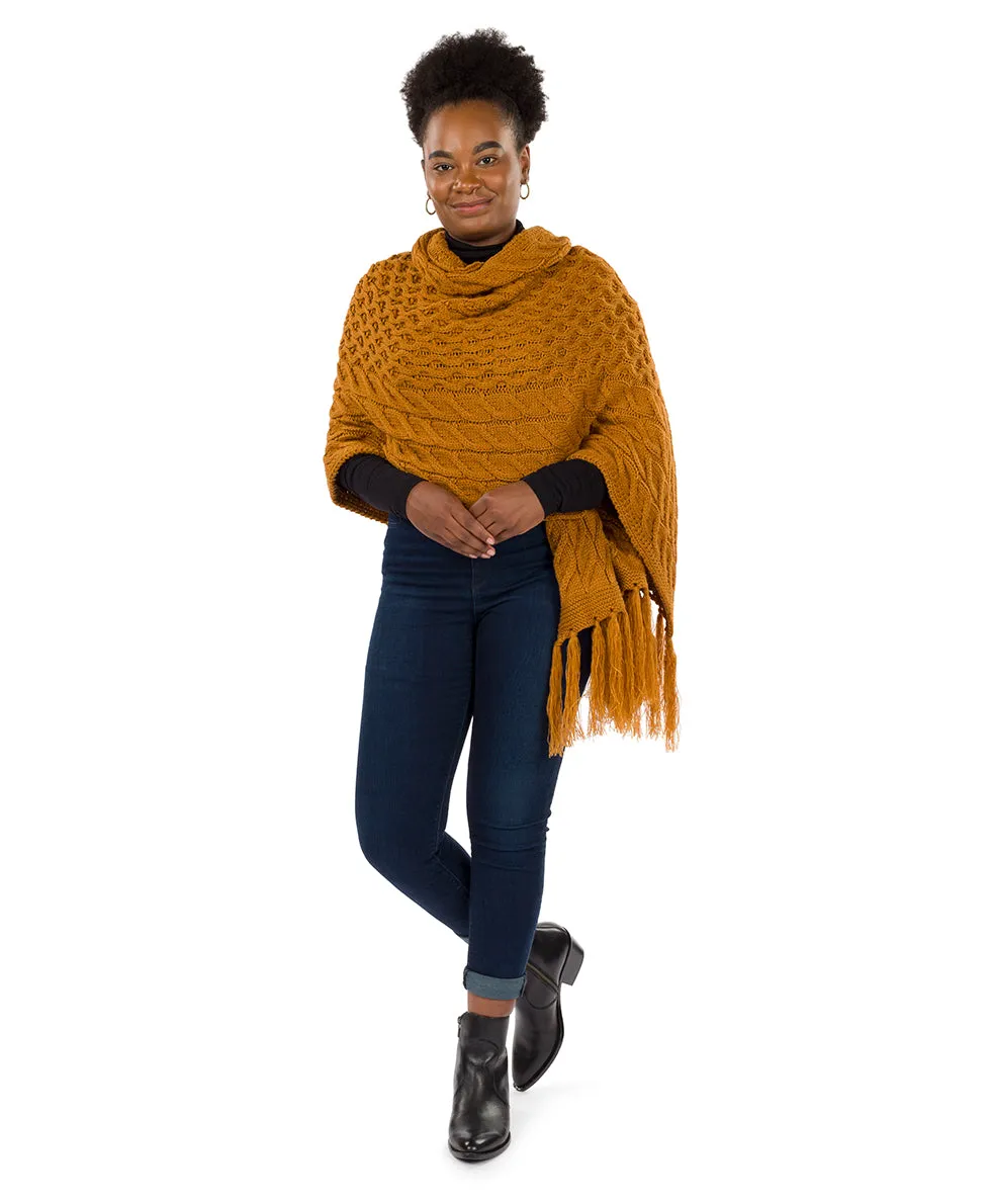 Oversize Cable Knit Scarf - Fringed