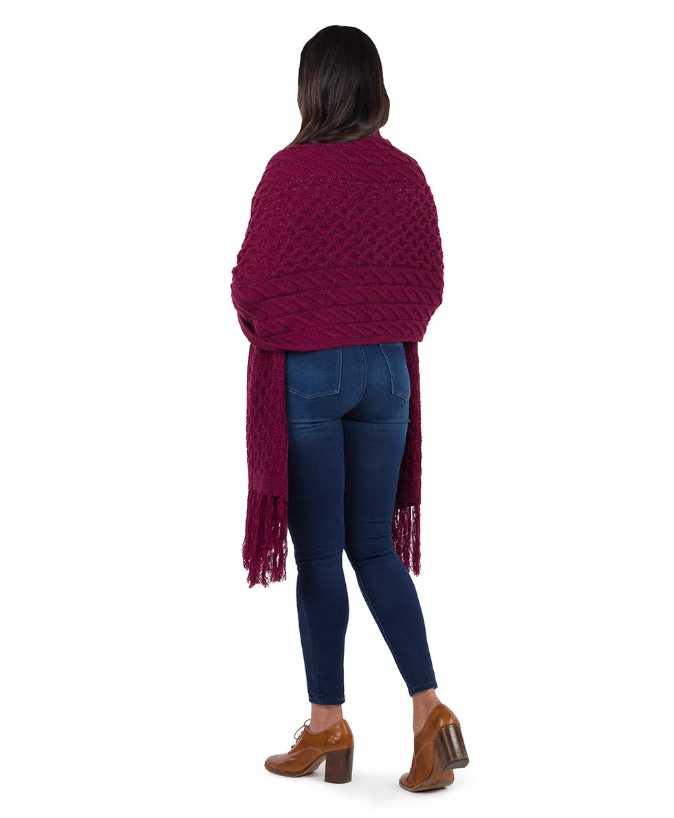 Oversize Cable Knit Scarf - Fringed