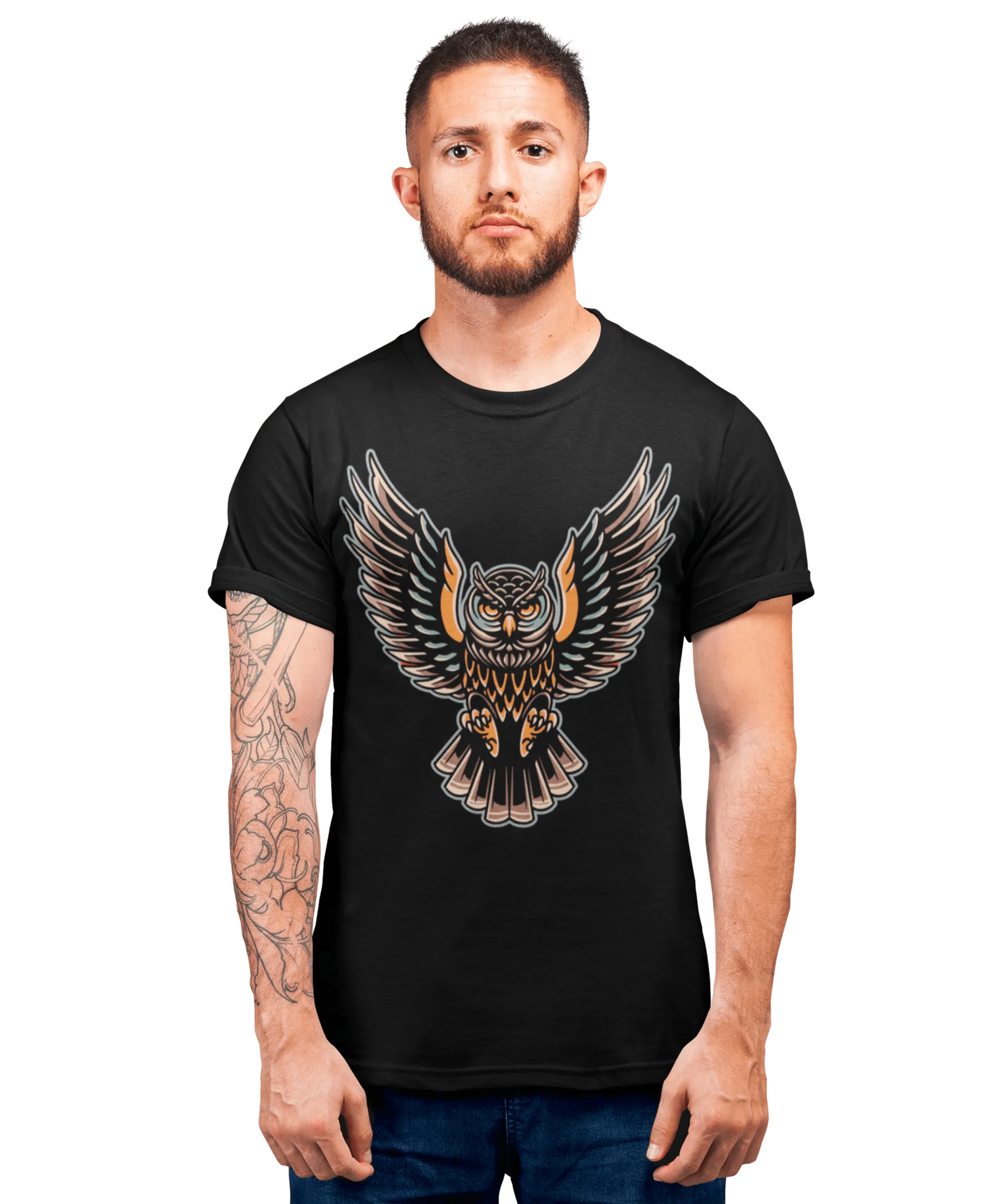 Owl Tattoo Design Adult T-Shirt