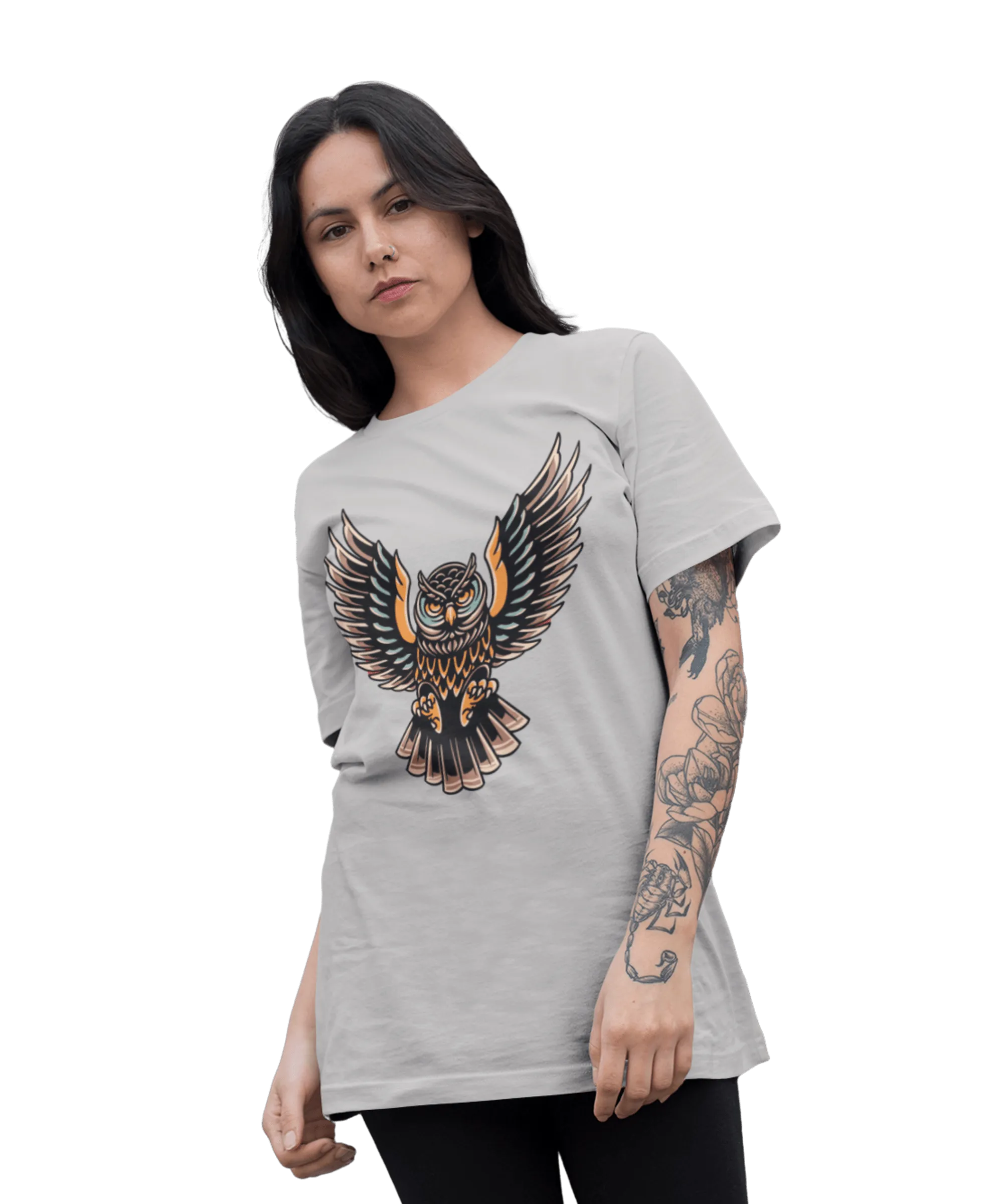 Owl Tattoo Design Adult T-Shirt