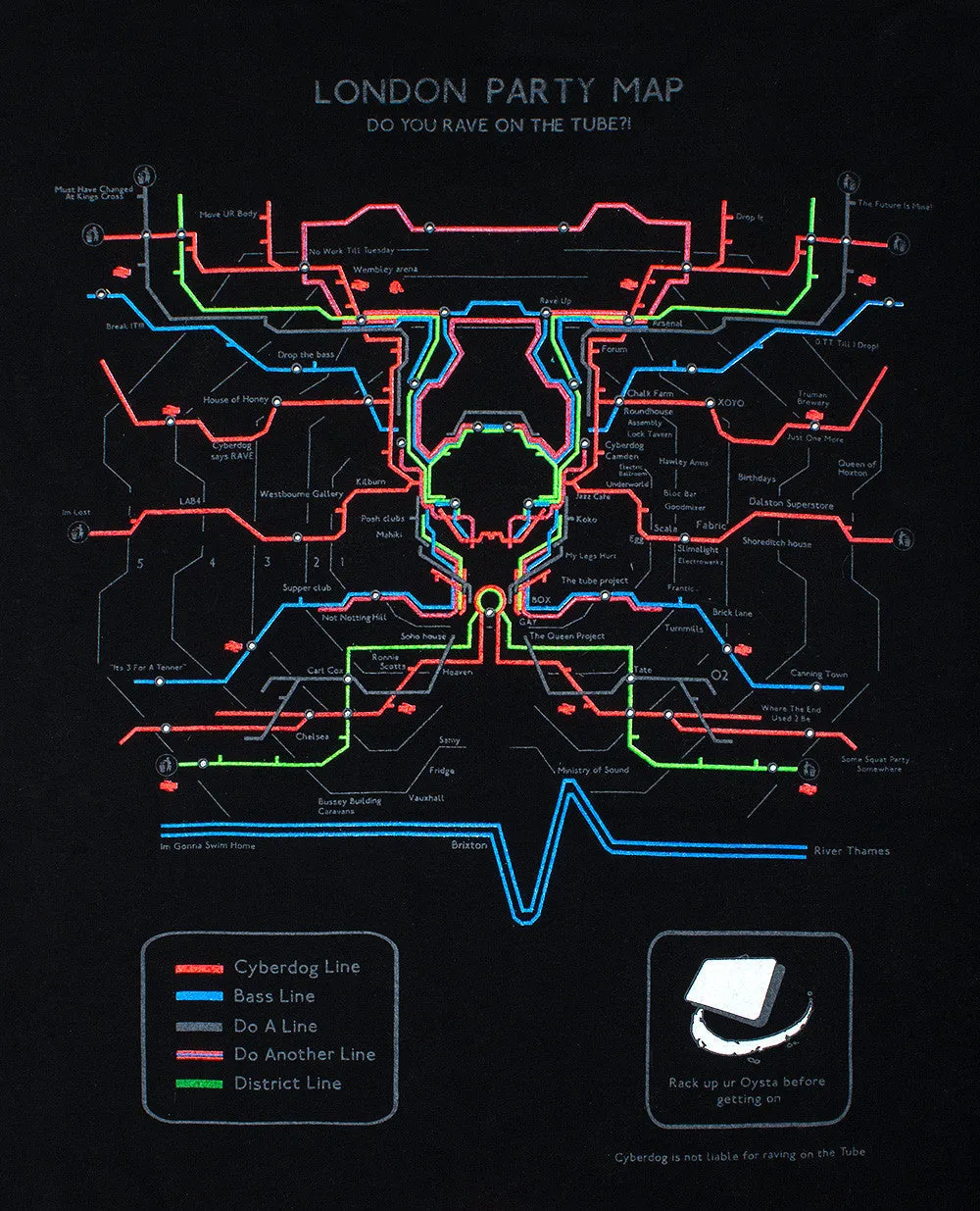 PARTY MAP T-SHIRT MENS BLACK