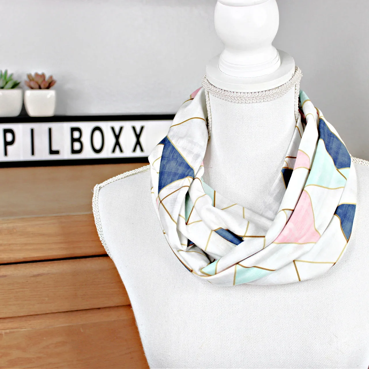 Pastel Geometric Infinity Scarf