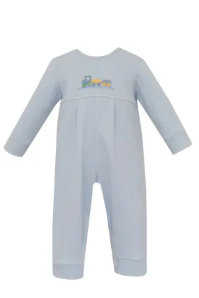 Petit Bebe Train Knit Romper Blue