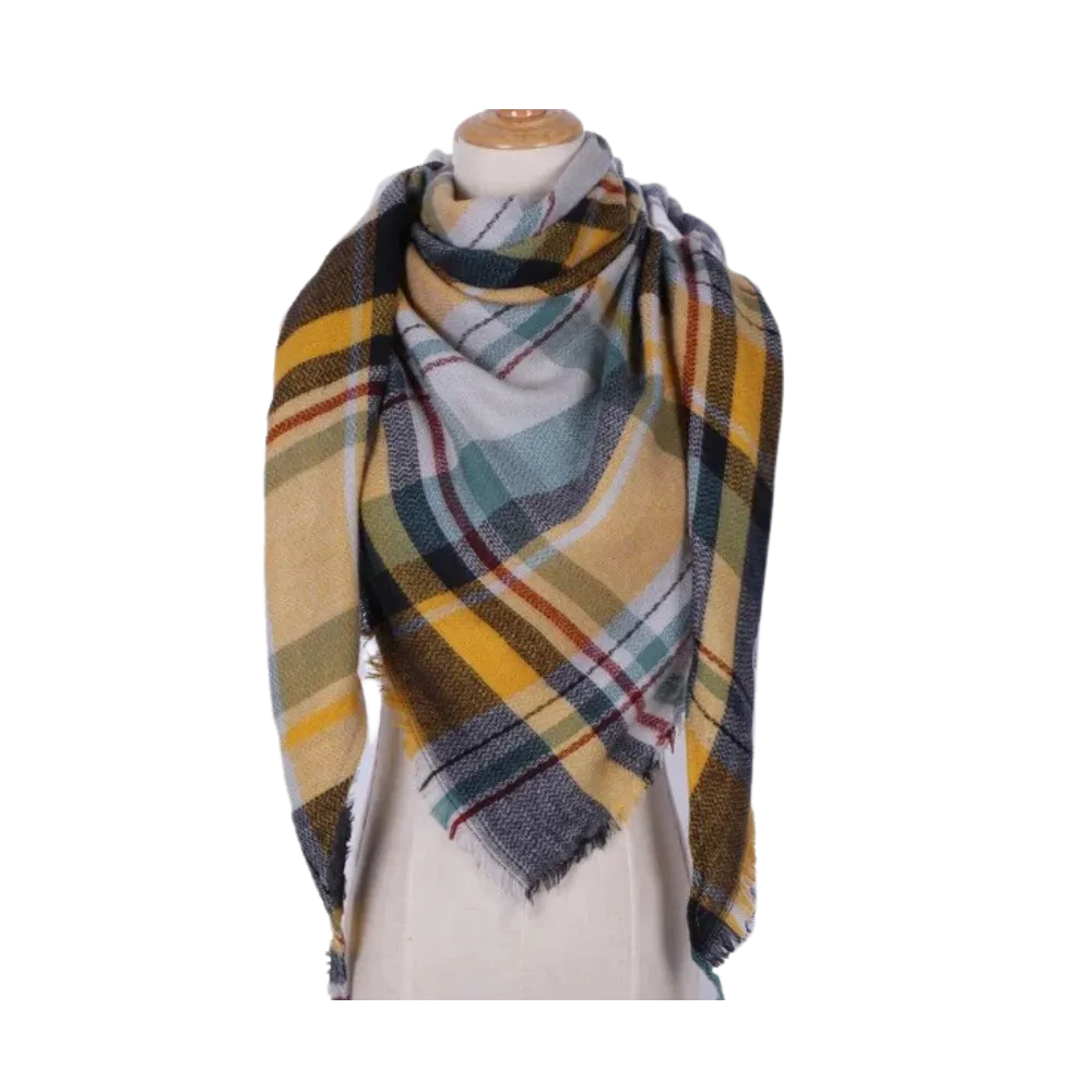 Plaid Cashmere Scarf Mohair feel
