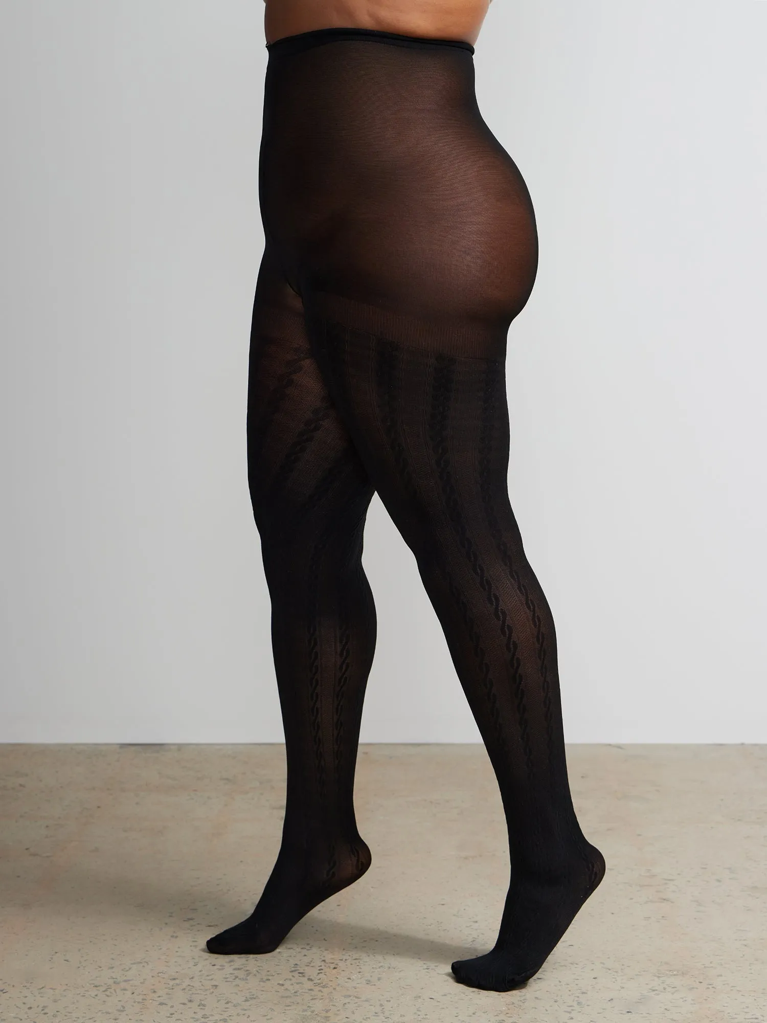 Plus Cable Opaque Tights