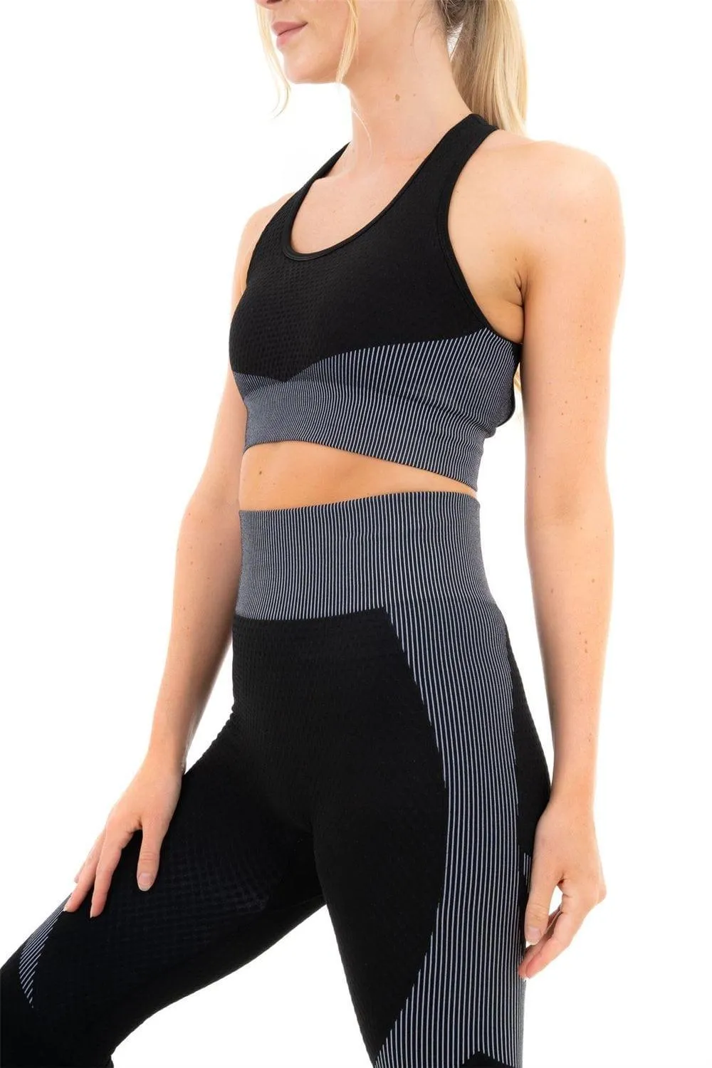ProFlex Textured Panel Striped Sports Bra