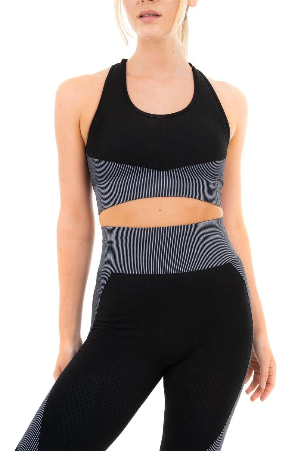 ProFlex Textured Panel Striped Sports Bra