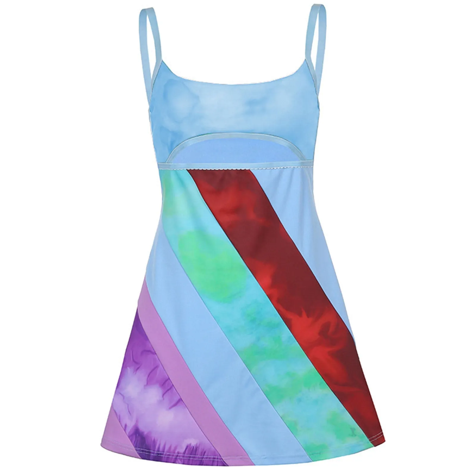 Rainbow Cut Out Mini Dress